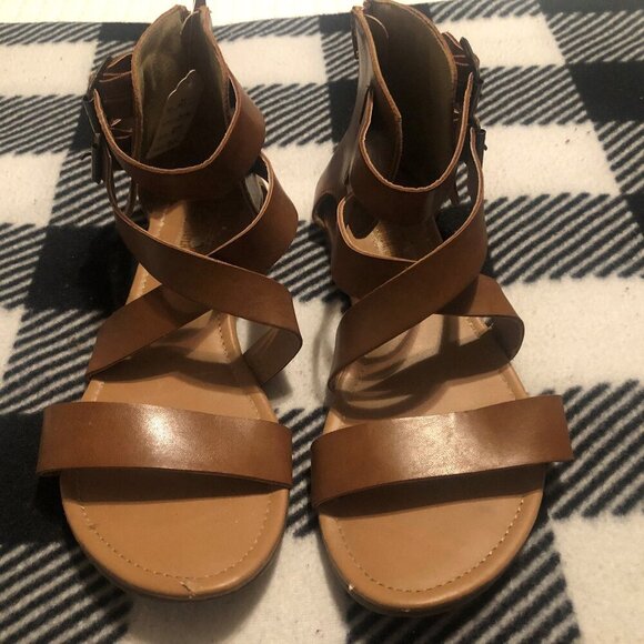 Laila Stone Shoes - Laila Stone brown gladiator style sandal size 8M
